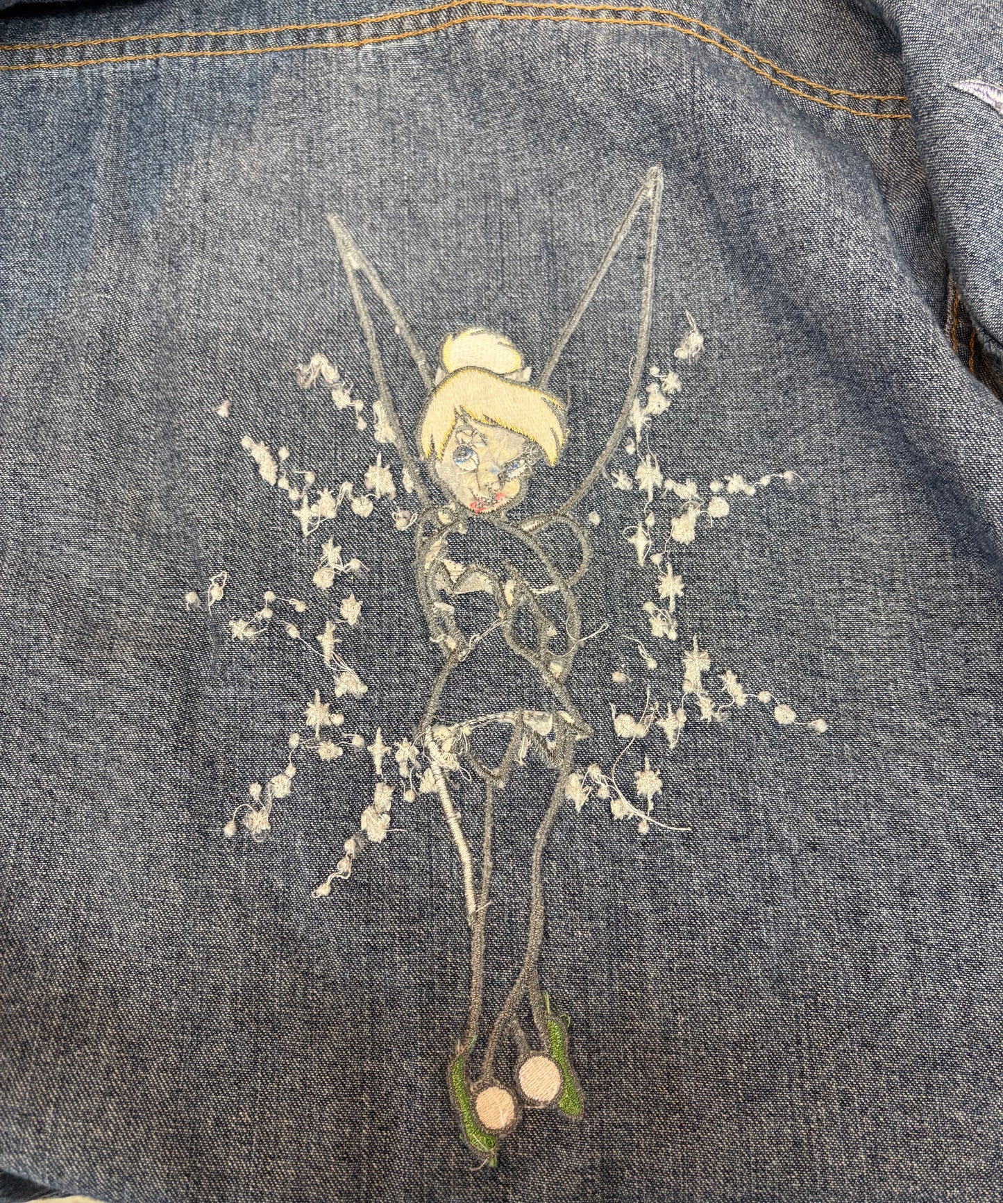 WMNS: Vintage Standing Tinkerbell Denim Jacket