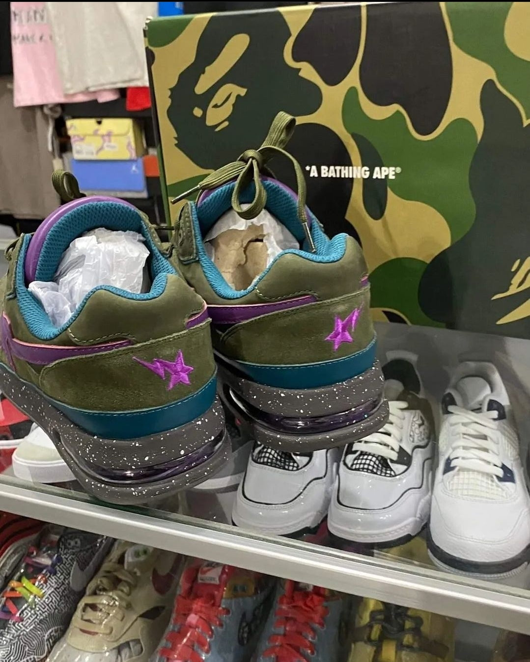 BAPE (A Bathing Ape) Roadsta - Skunk/ Olive and Purple