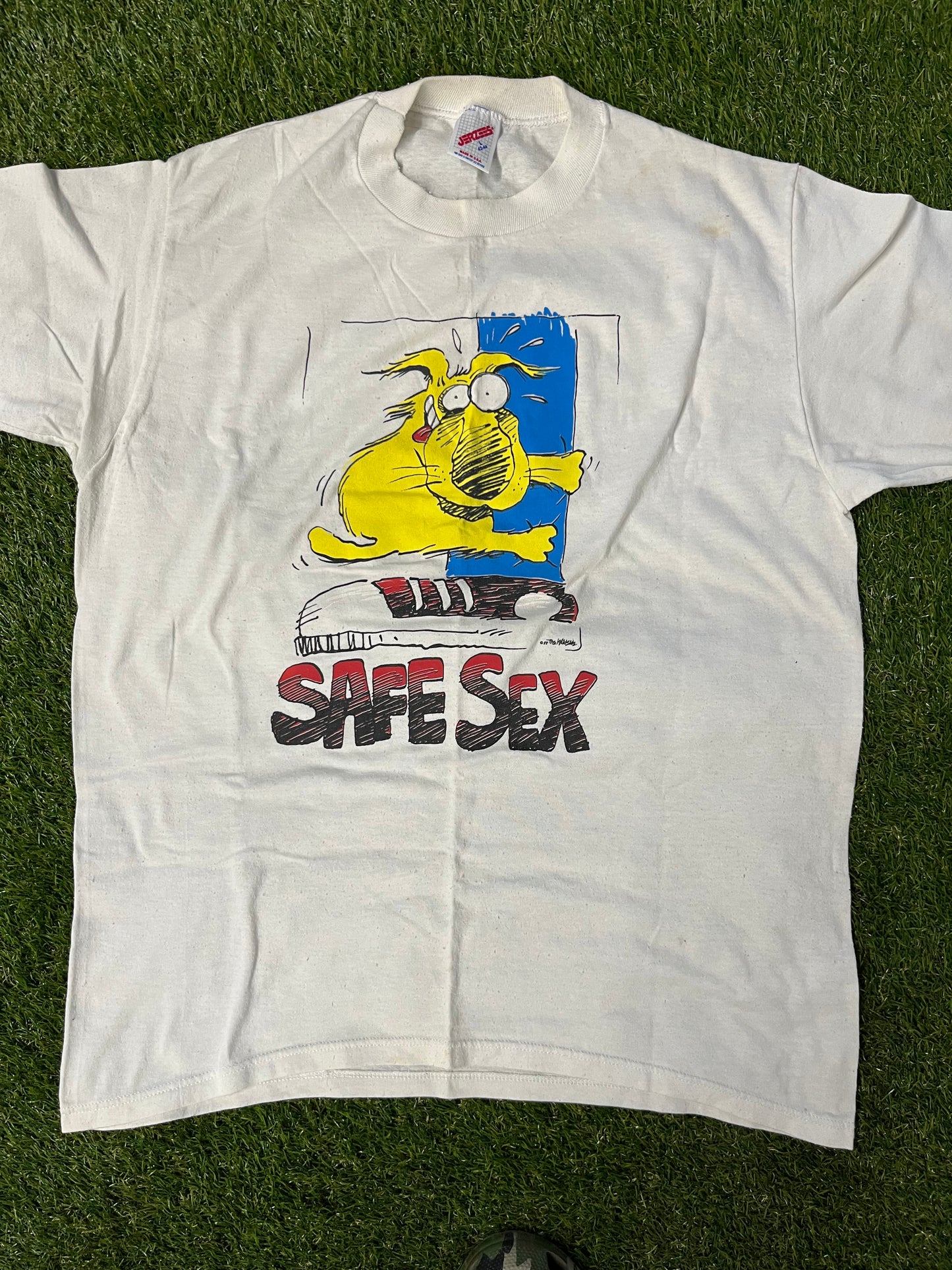 Vintage 90s Safe Sex T-Shirt (Jerzees)